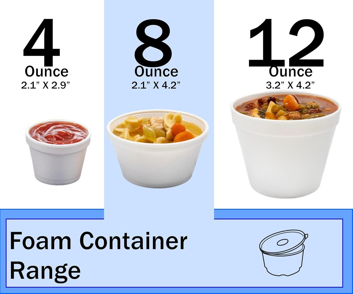 Foam Bowl with Lid for Hot and Cold Foods – 8 Ounce Disposable Soup Container…