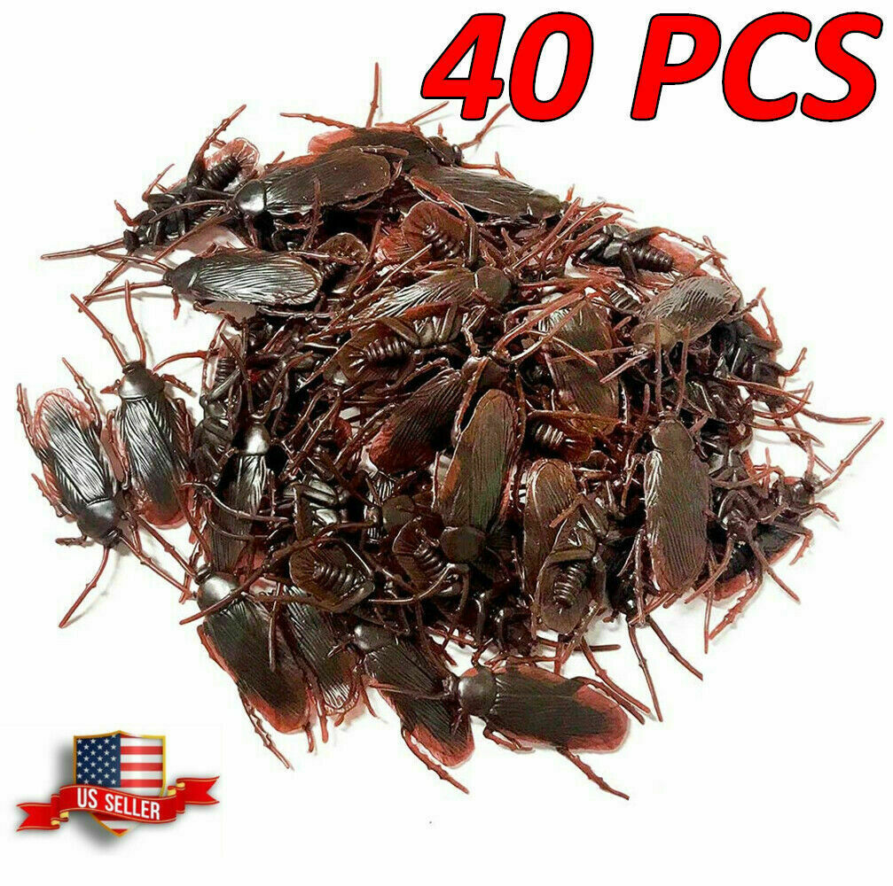 Realistic Fake Cockroaches Prank Toys 40pcs Creepy Creature Bugs Gag Party Joke