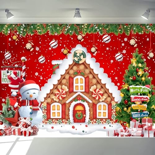 Gingerbread House Backdrop for Wall Photoshoot – 7x5ft – Christmas