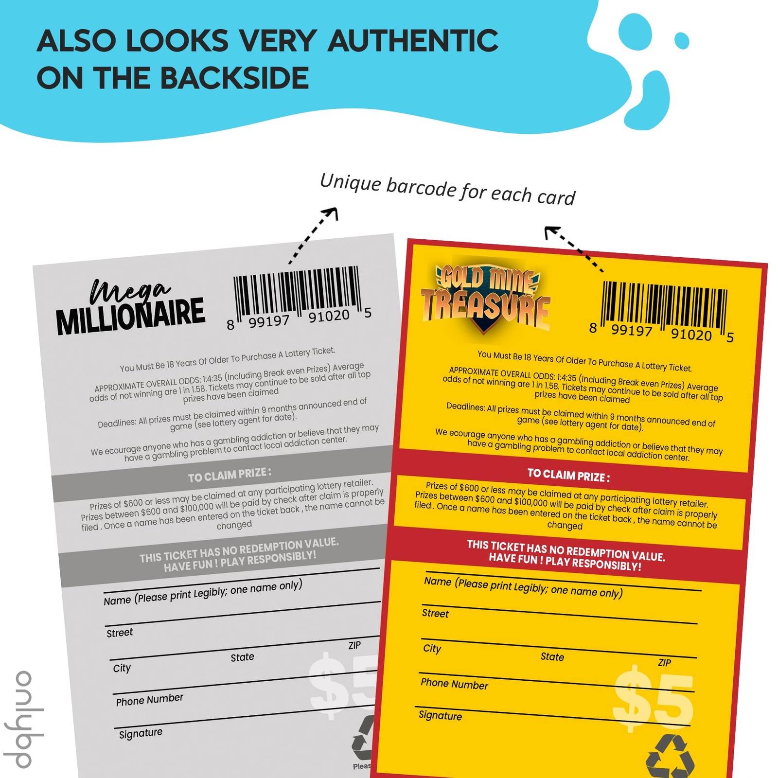 10 Fake Lottery Tickets Scratch off Cards That Look Real Winning $1M and $500K