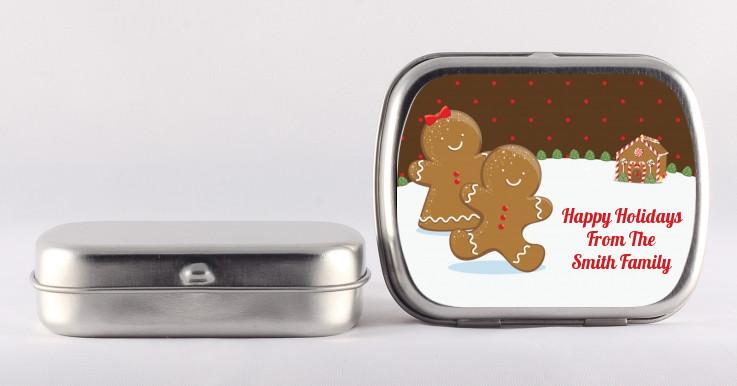 Gingerbread House Christmas Mint Tin Stickers -Personalized Holiday Mint Labels