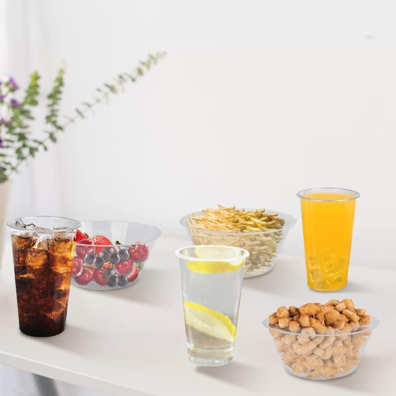 Snack and Drink Cup, 30 Sets Disposable Plastic Cup with Snack Bowl on Top Inclu