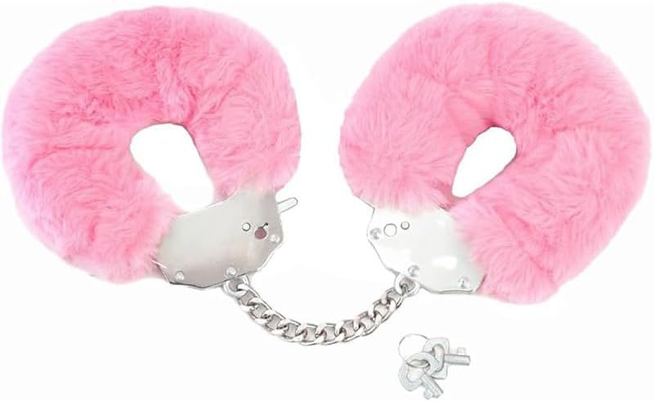 Furry Adjustable Sex Handcuffs with Keys,Ankle Bracelets,Sm Adult Plush Stainles