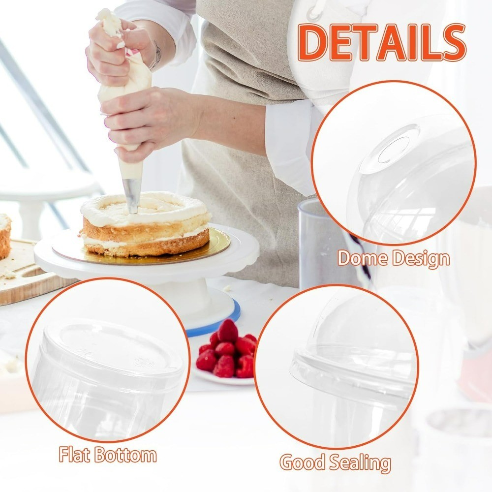 50 Pack 8 oz Clear Plastic Cups with Dome Lids Disposable Dessert Containers for