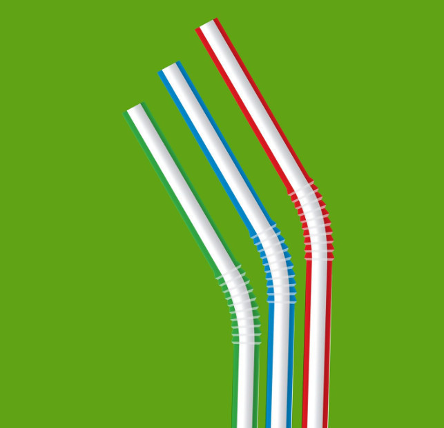Amazon Basics Disposable Striped Plastic Flex Straws, BPA Free, Food-Safe, 7.5″