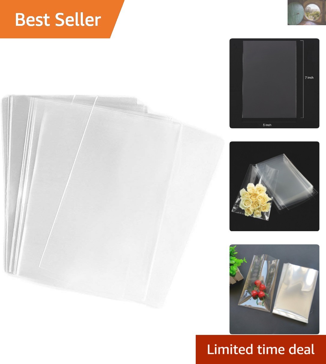 Moisture-Proof 200 Pcs Clear 5×7 Cello Bags for Desserts & Craft Projects