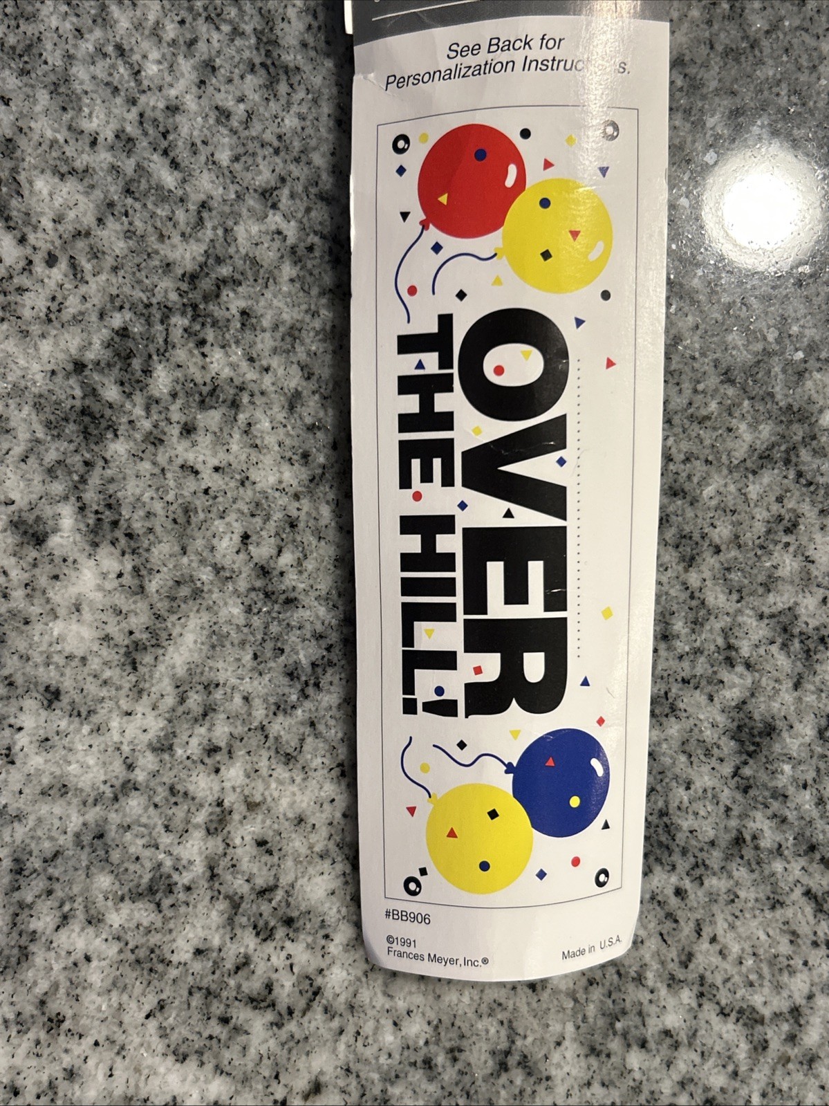 Giant Reusable Over The Hill Birthday Banner 21”x 63” Weather Resistant Sign