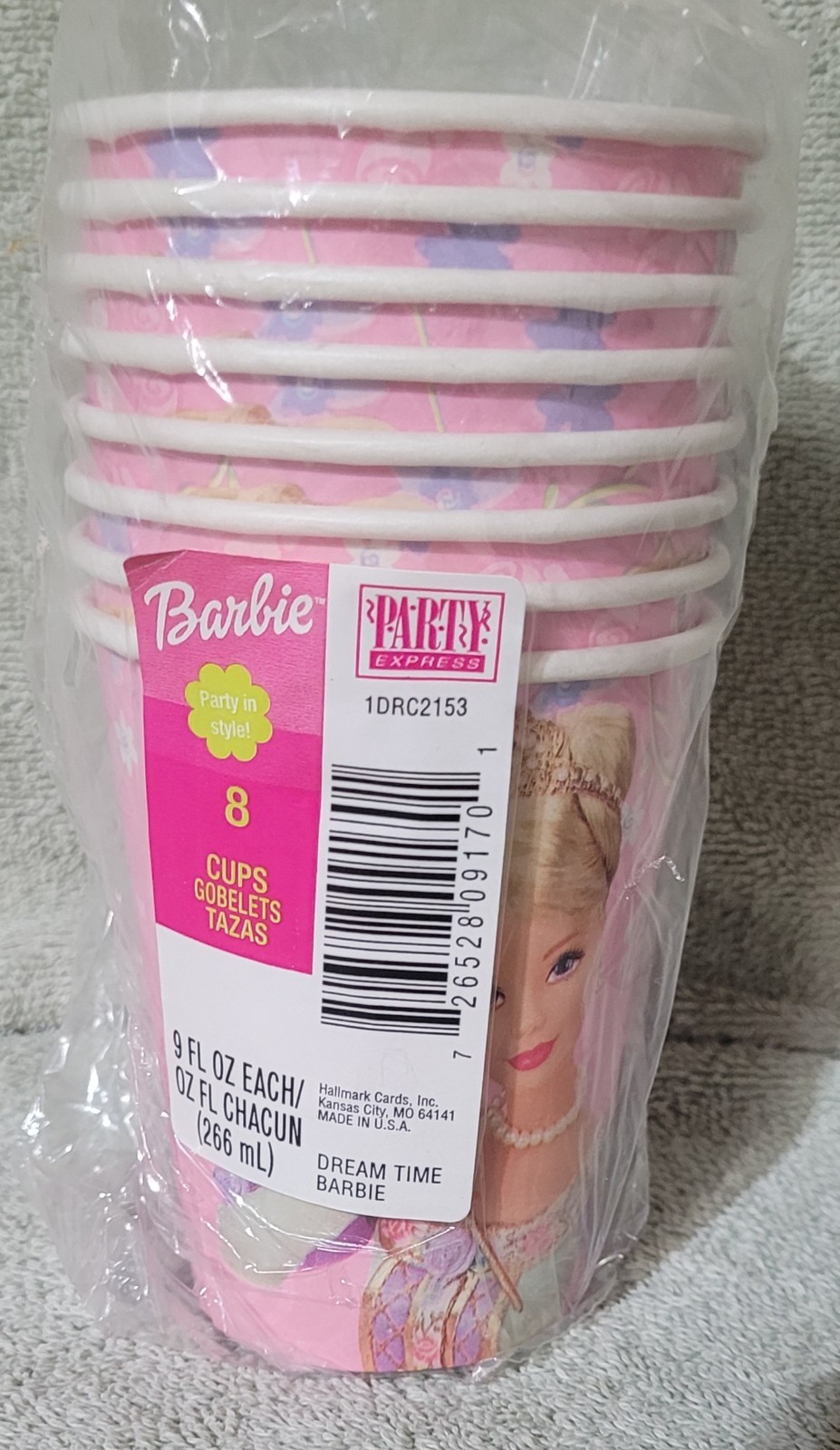 1999 New Lot of 8 pieces Vintage Barbie Princess Birthday Party Supplies Sealed