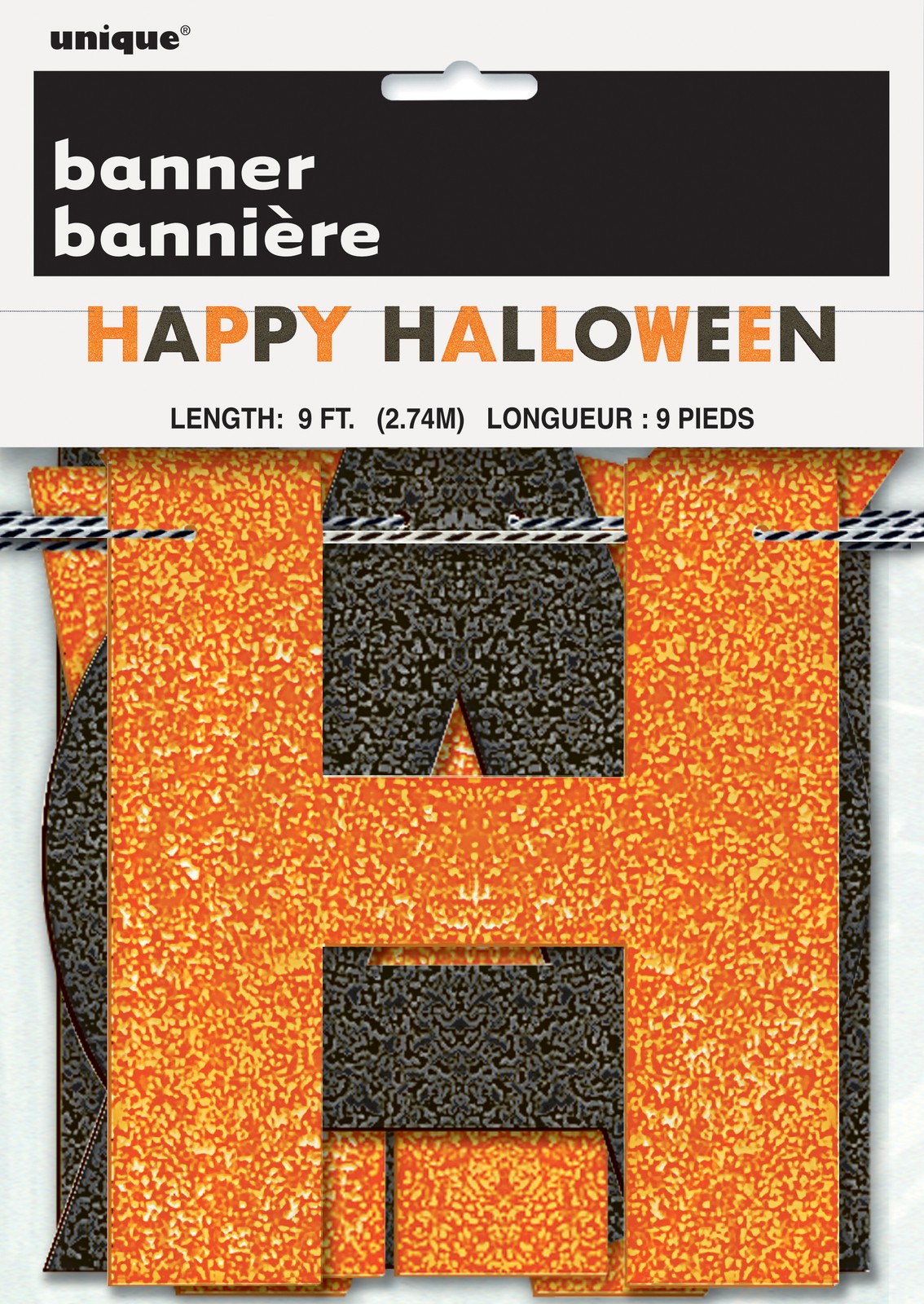 Happy Halloween Banner Party Decoration Glitter Bunting Orange Black Garland