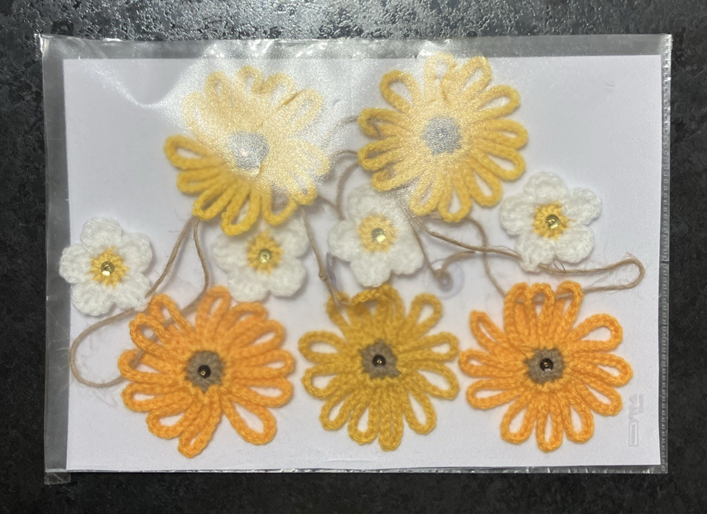 🌻🌼 New hand Crochet Sunflower Daisy jute Bunting Window camper caravan Gift