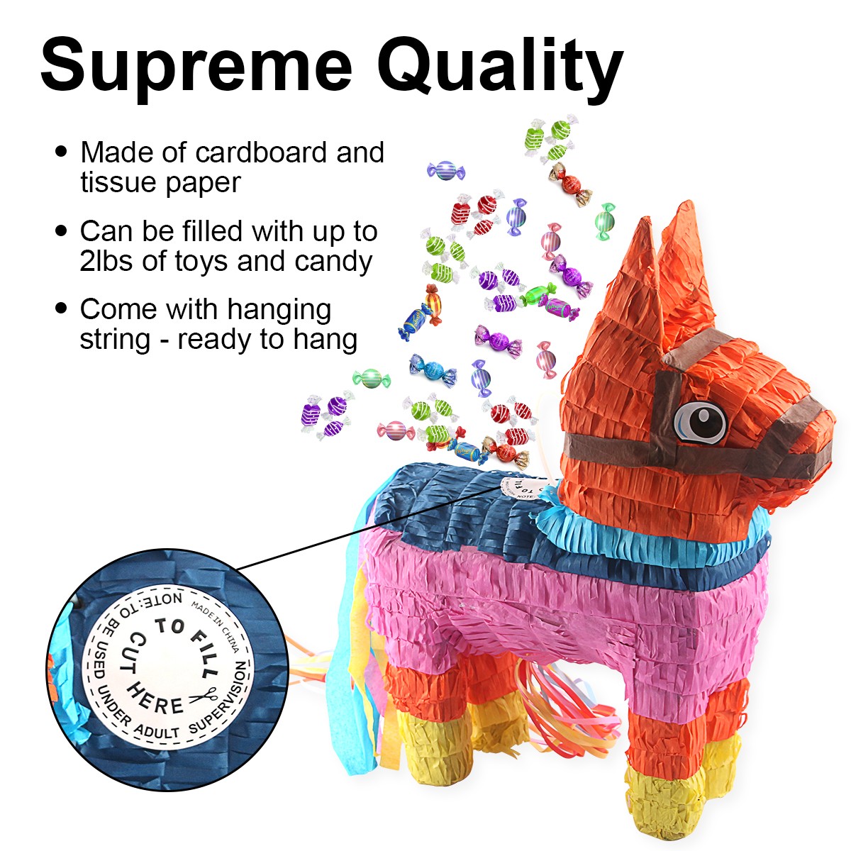 2Pack Donkey Pinata with Hanging Loop Cinco de Mayo Birthday Mexican Party Decor