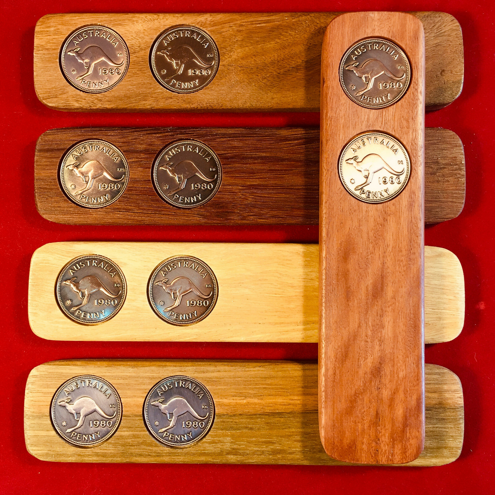 50th Birthday Gift Present Two-Up game set 1973 Australian Pennies two up