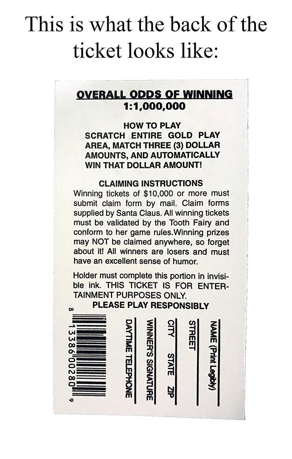 (100) Fake Lotto Tickets Prank Joke Lottery – Funny Novelty Gag ~ wholesale