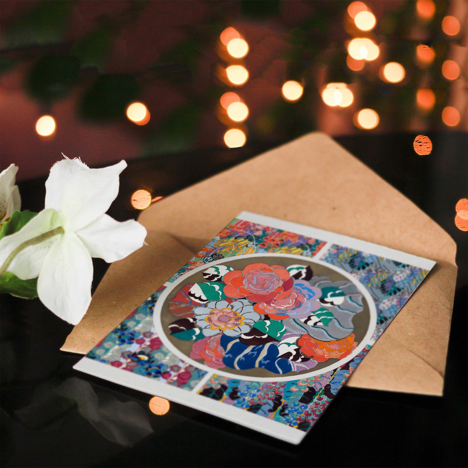 Edouard Benedictus Art Card Floral Art Deco Pattern