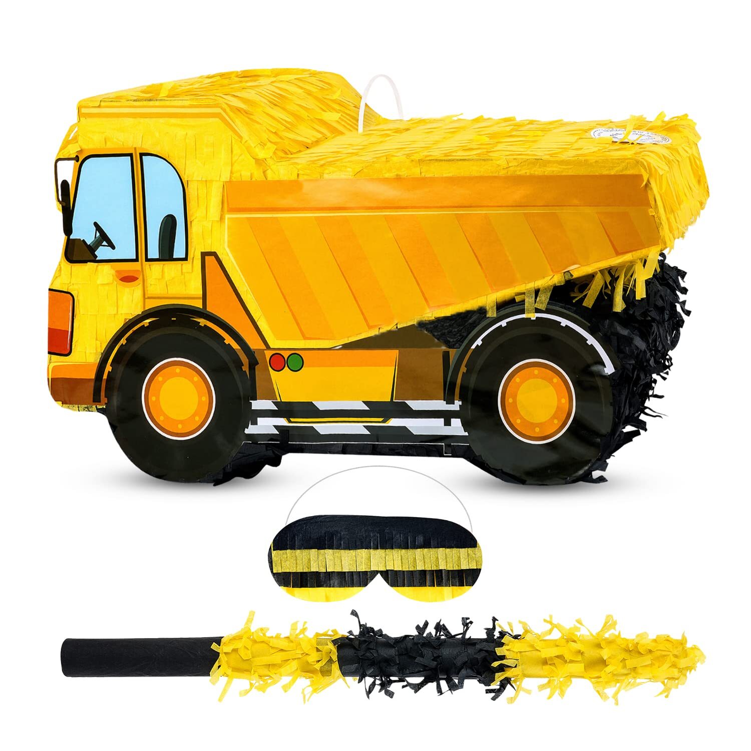 Small Dump Truck Pinata Bundle with a Blindfold and Bat(16 x 9 x 6.5 Inches),…