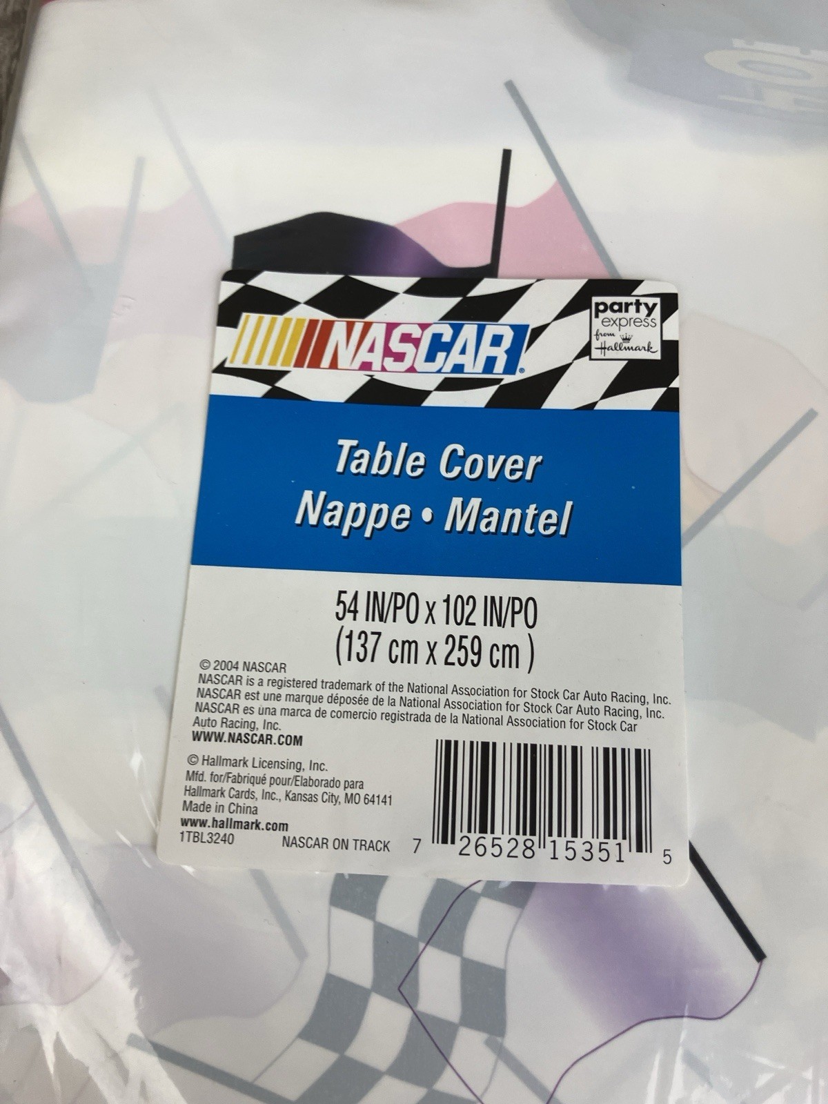 NASCAR Plastic Tablecloth 54” X 102” Rectangle Vintage 2004 Lot Of 2