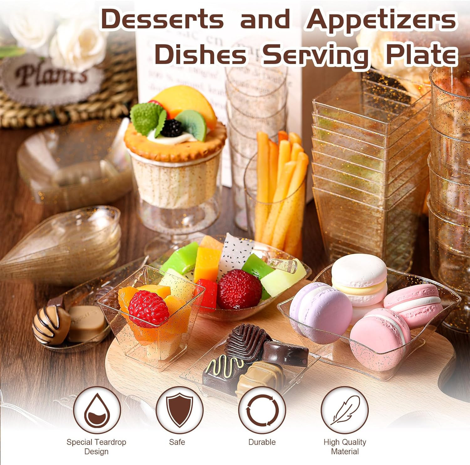 400 Pcs Gold Mini Appetizer Plates & Cutlery Set for Parties and Desserts