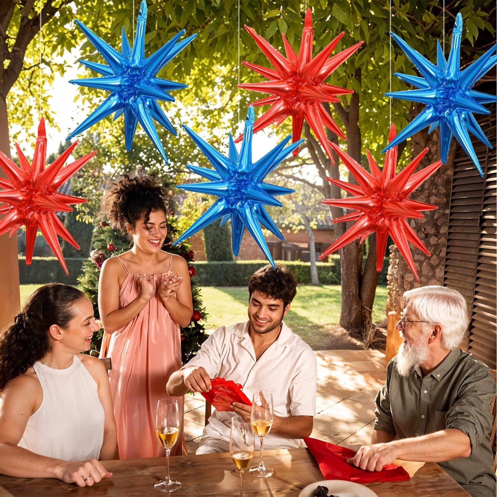 Exploding Star Balloons 22 Inch Foil Cone Spike Party Decorations 6pk