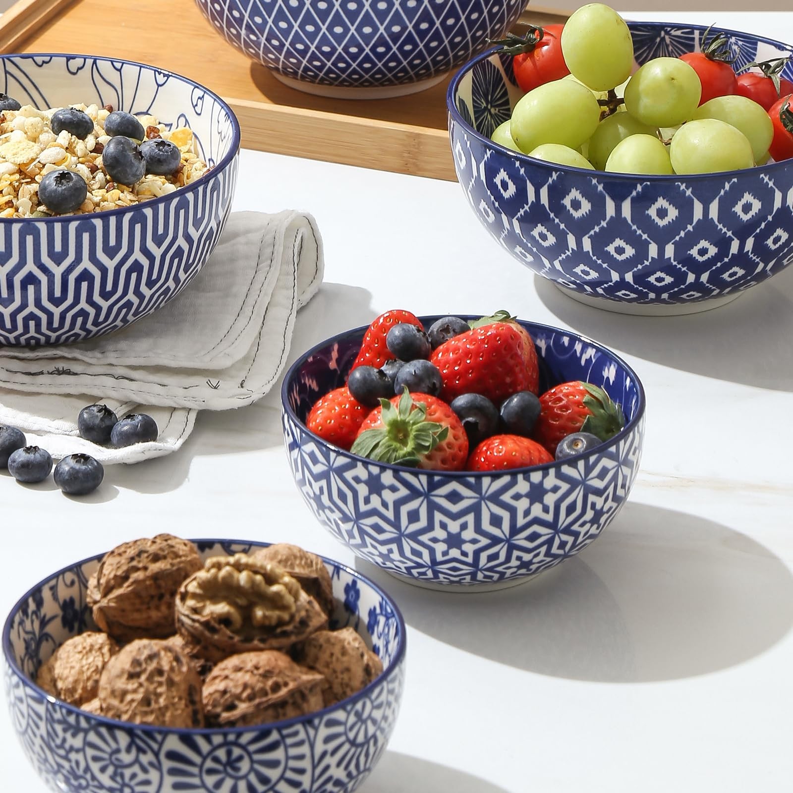 Ceramic 12 OZ Dessert Bowls Set, Ice Cream Bowls, 4.7 Inch Small Bowls for Sn…
