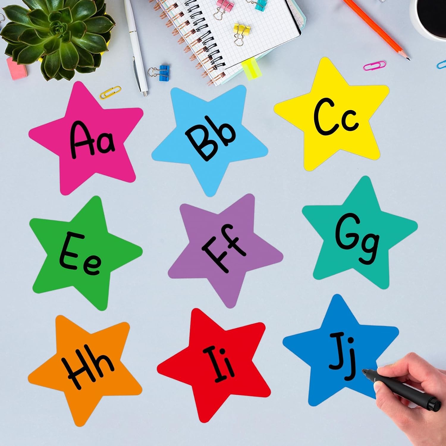 36 Pcs Star Cutouts Assorted Color Paper Star Cutouts for Bulletin Board Back to