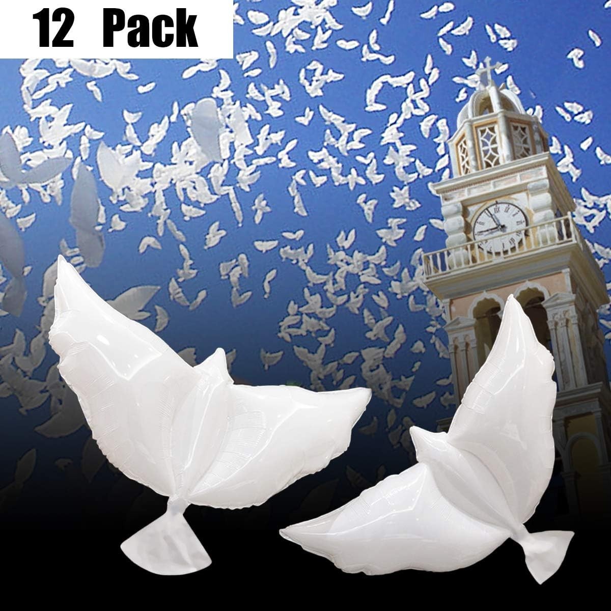 12-Pack Dove Balloons Memorial Release in Sky, Biodegradable White Angel Lant…
