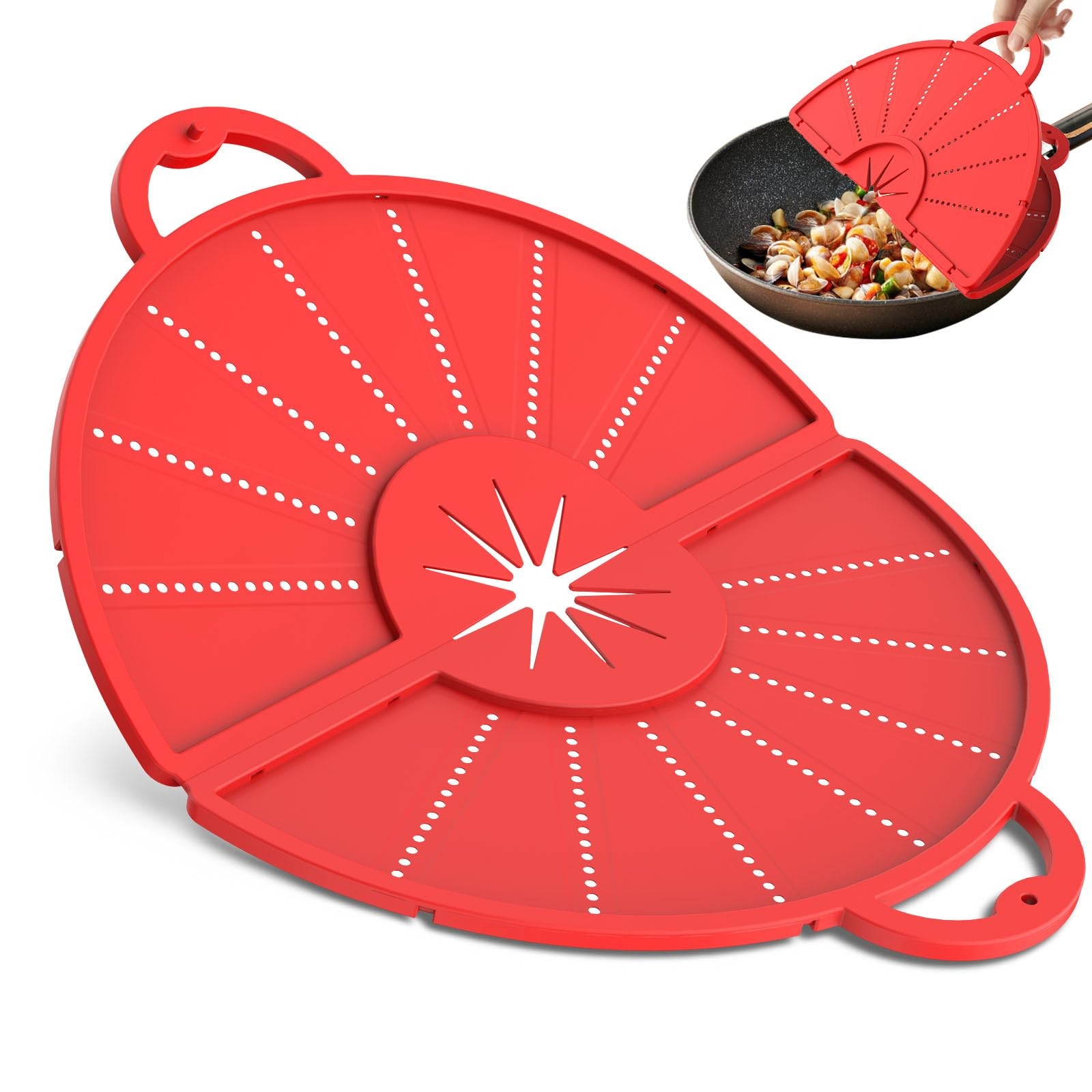 Silicone Splatter Screen for Frying Pan, Foldable Splash Guard, Multi-Use Grease