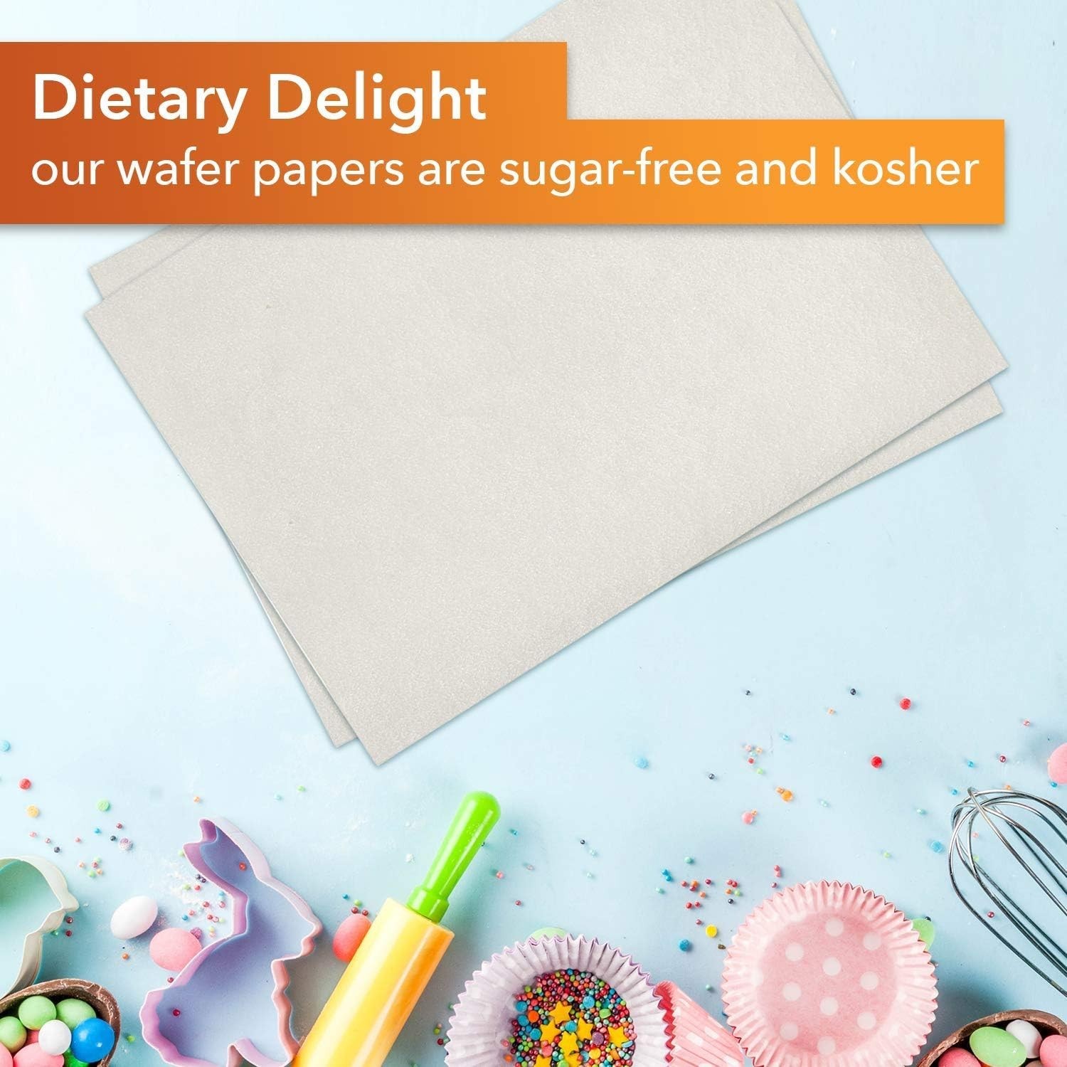 100 Piece Edible Rectangle Wafer Paper Pack, 8″ by 11″, White