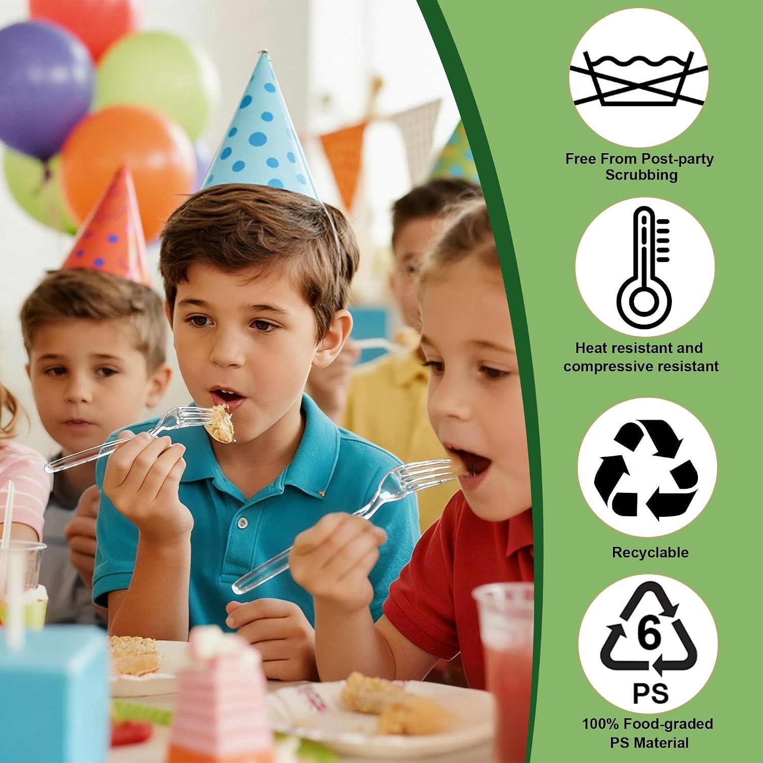 100 Count Disposable Plastic Forks Set, Clear Plastic Forks Bulk, Heavy Duty