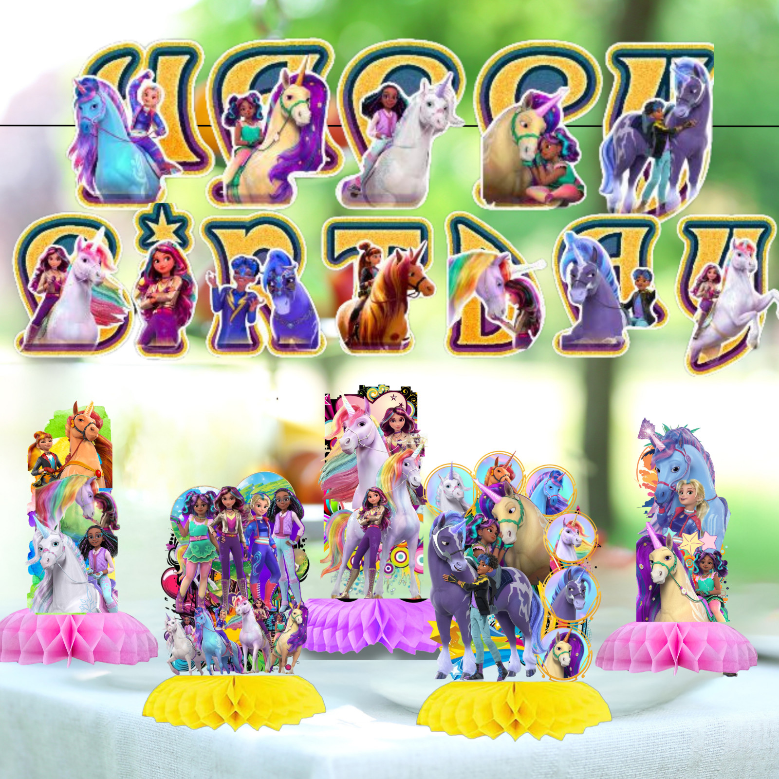 UNICORN ACADEMY PARTY SUPPLIES BIRTHDAY DECORATION BALLOON TABLEWARE SWIRL