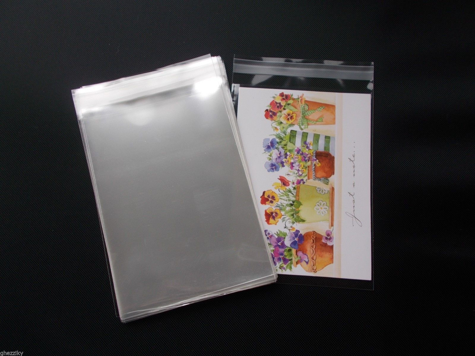 100 CRYSTAL CLEAR CELLO SELF SEAL RESEALABLE BAGS A2 CARD 4-3/8″X5-3/4″