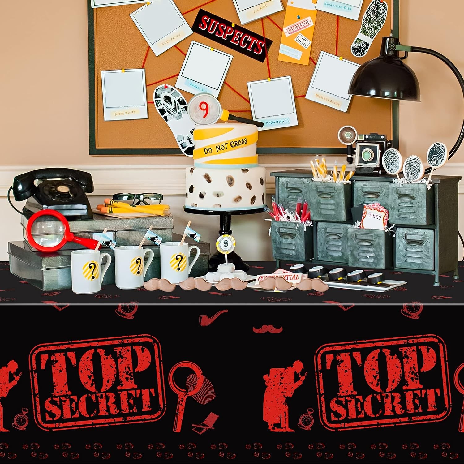 3PCS Spy Party Tablecloths for Kids Birthday Secret Agent Theme Table Covers Spy