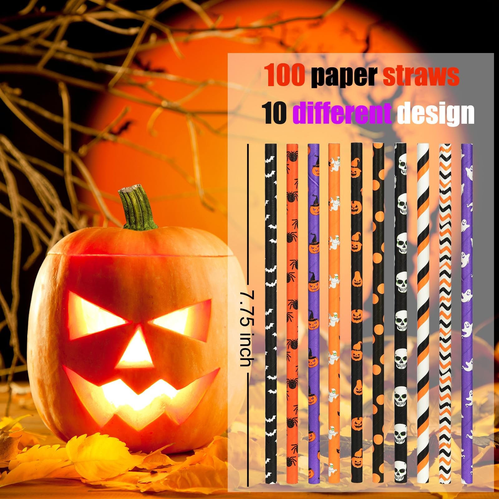 ALINK 100 Counts 7.75 INCH x 0.25 INCH, Orange, Black, Purple, White