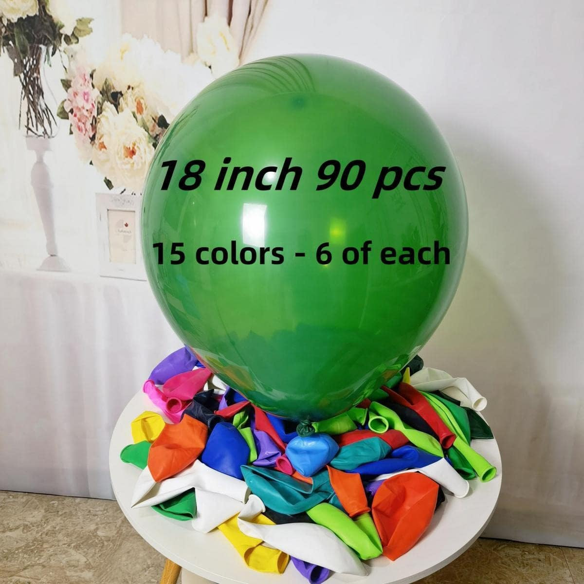 90 Pack 18 inch Balloons 15 Kinds Colors Latex Colorful Party Balloon Bulk for V