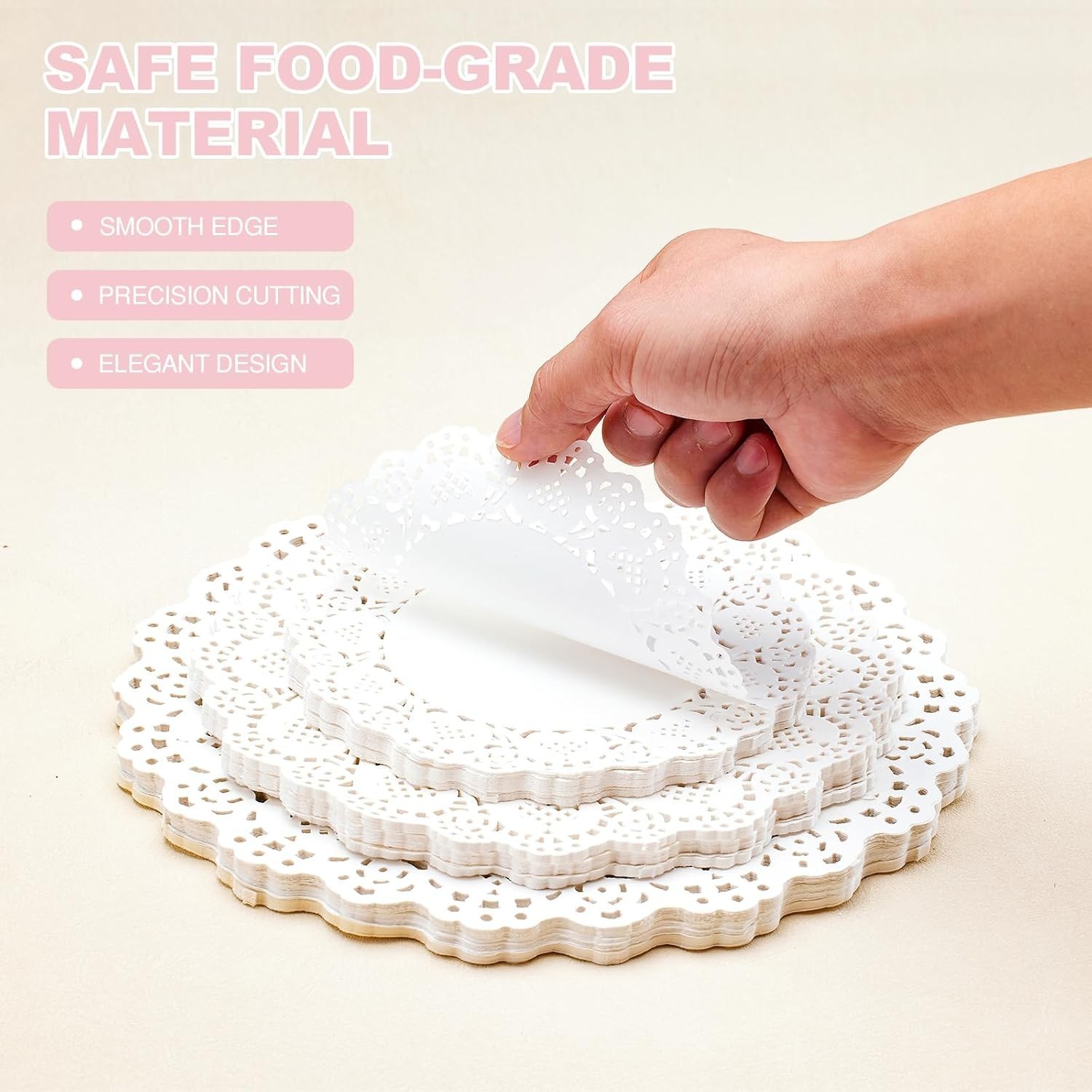 150 PCS Disposable Paper Doilies Assorted 6.5/8.5/10.5 Inches For Cakes Decor