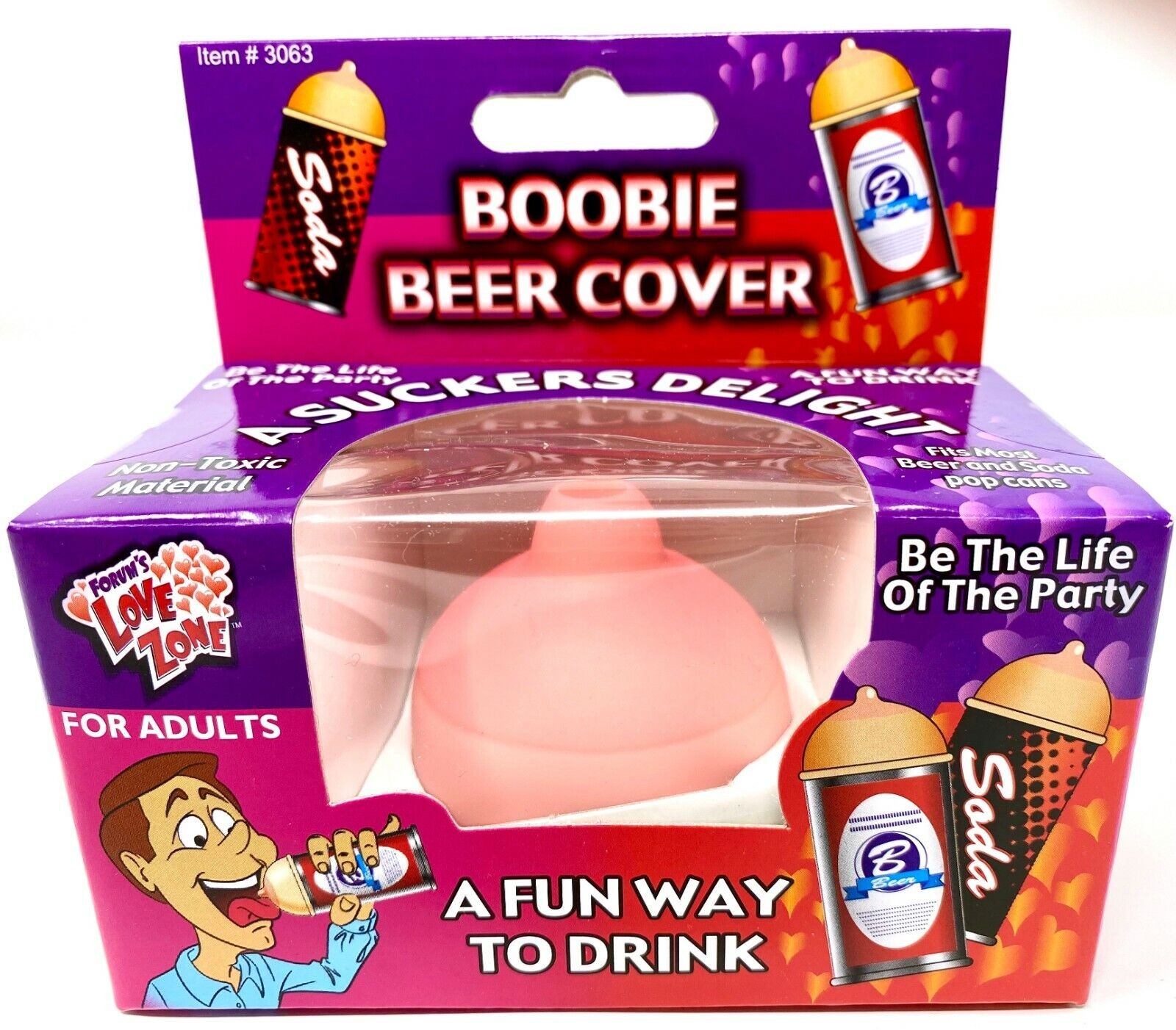 Funny BOOBIE BEER COVER Soda Can Top Rubber Nipple Joke Boob Bachelor Party Gag
