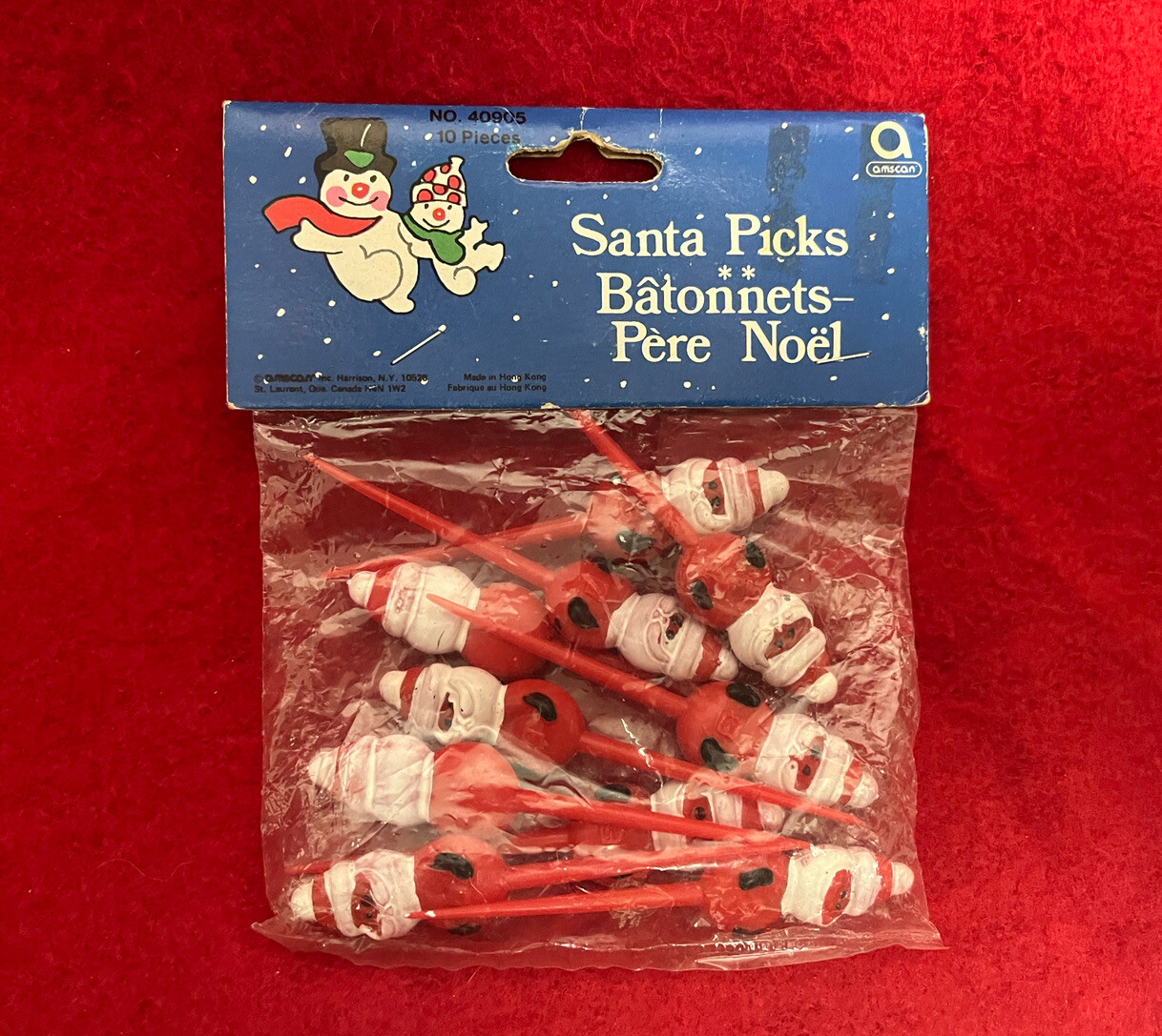 Lot Of 10 Santa Christmas Cupcake Picks Vintage Cake Decorations Toppers 3 Inch