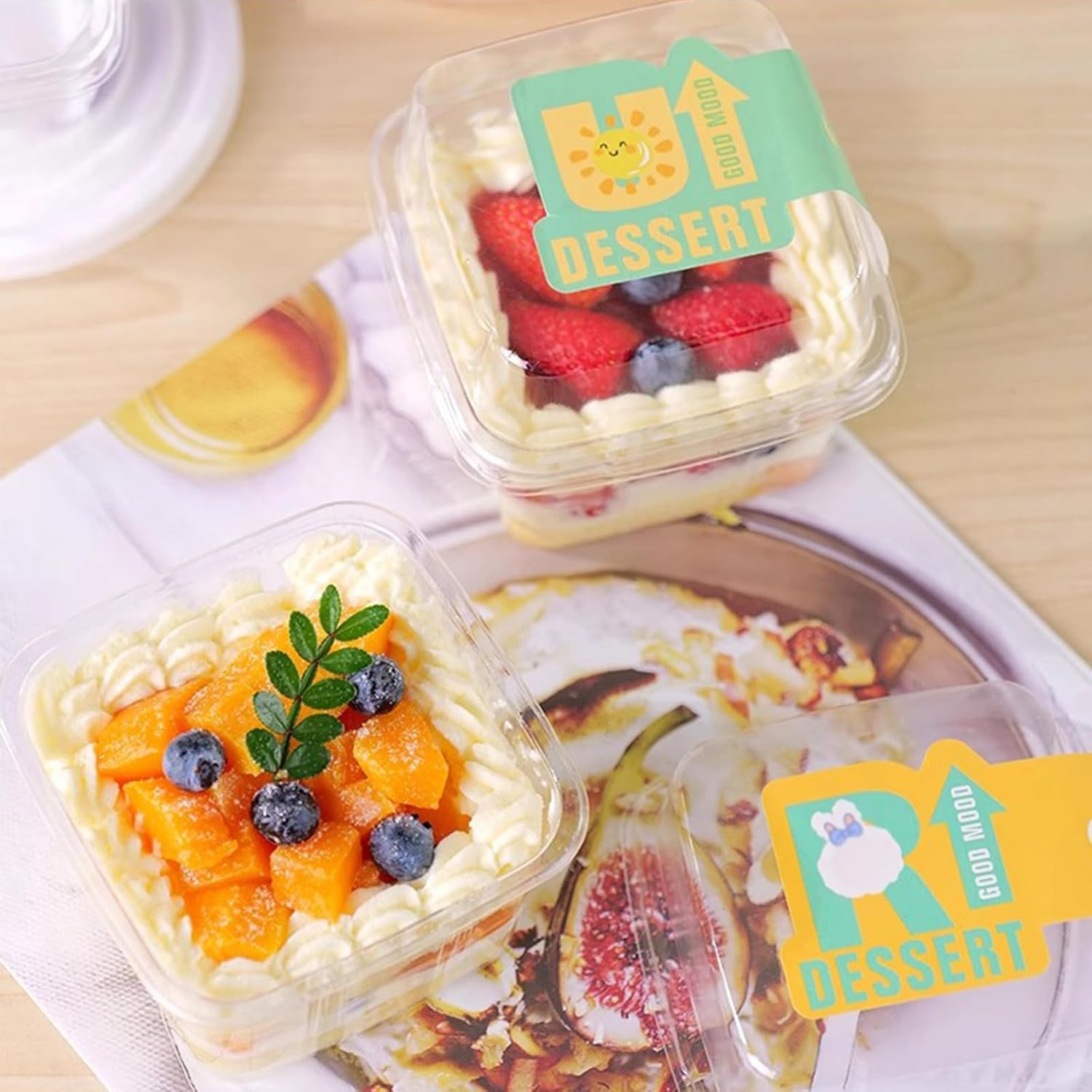 50 Pcs 8OZ Plastic Dessert Cups with Lids and Spoons,Square Parfait Cups,Disp…