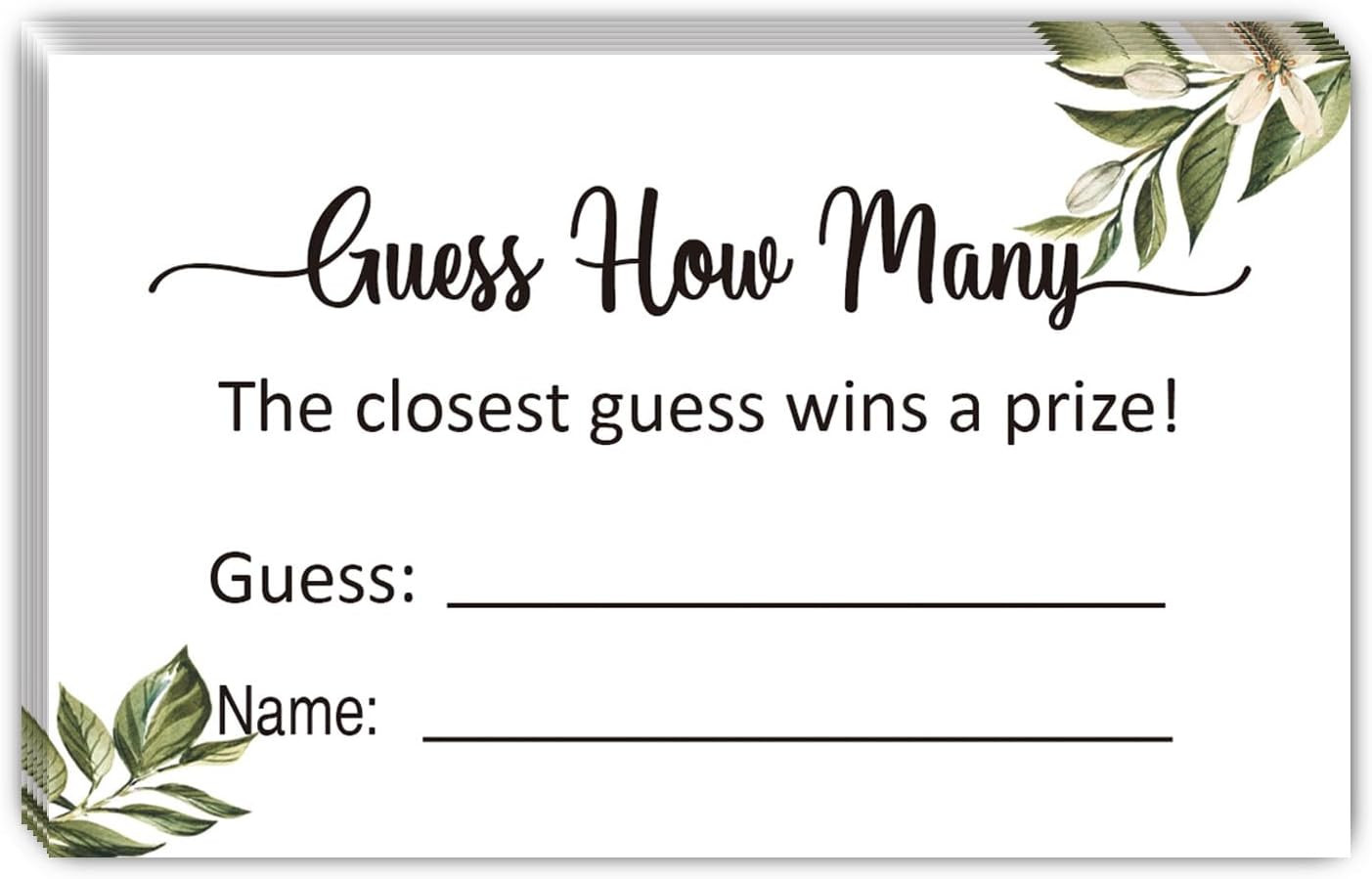 Guess How Many Game Cards, Baby Shower Game Cards (Minimalist) 3.5″ X 2″ (50 Pie