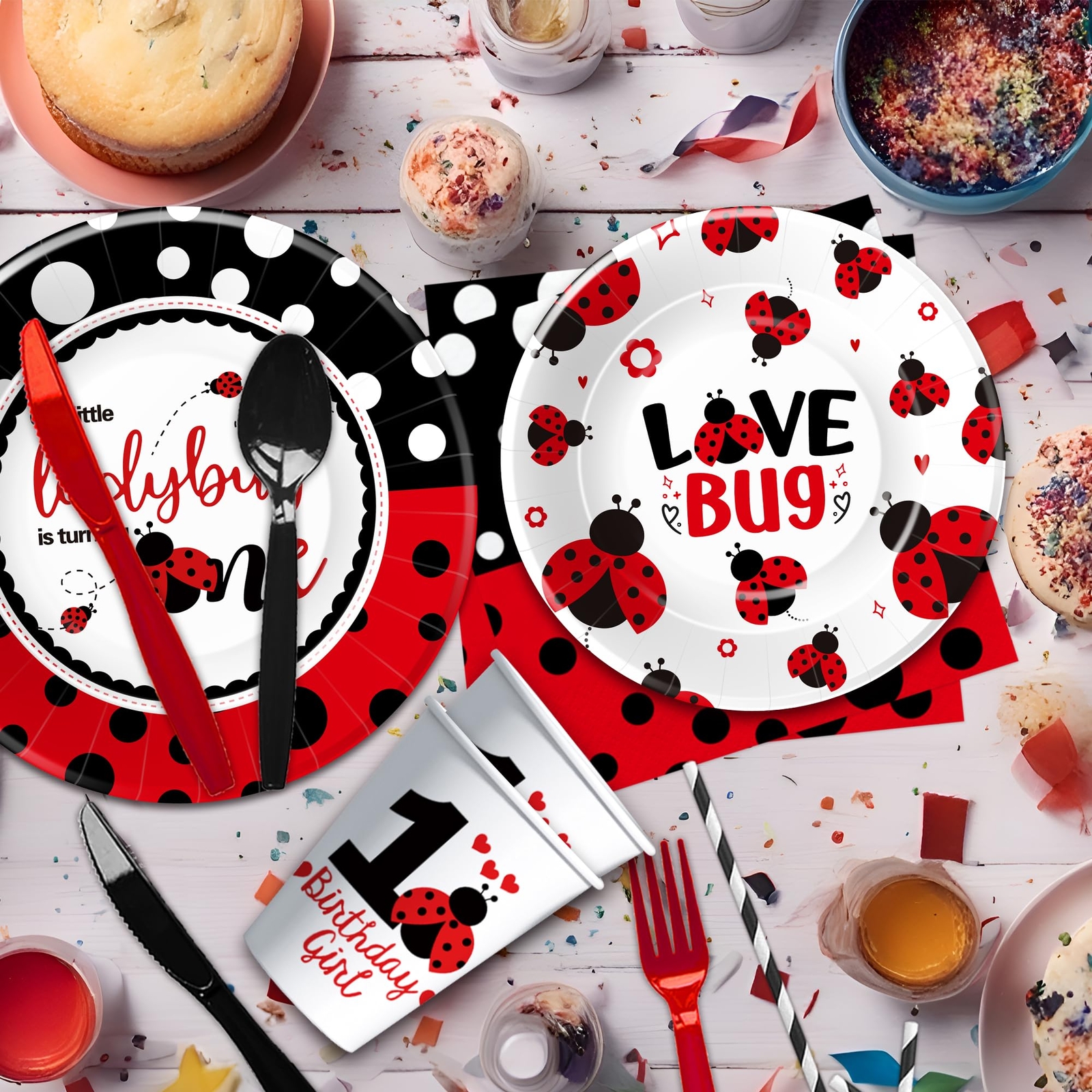 Ladybug First Birthday Party Decorations Tableware – Our Little Ladybug Is Tu…