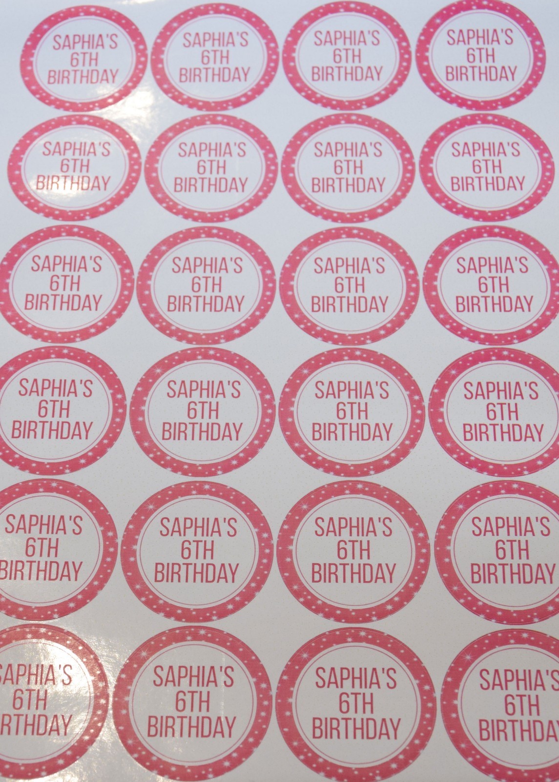 Sheet of Personalised Any Occasion Stickers Sweet Cones Party Gloss Matte