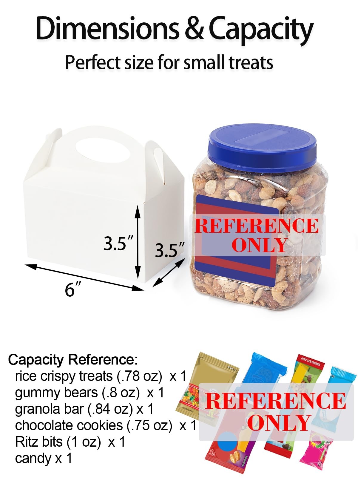 50 Pcs Party Treat Boxes 6 Inch Candy Boxes with Handle Party Favors Gable Boxes