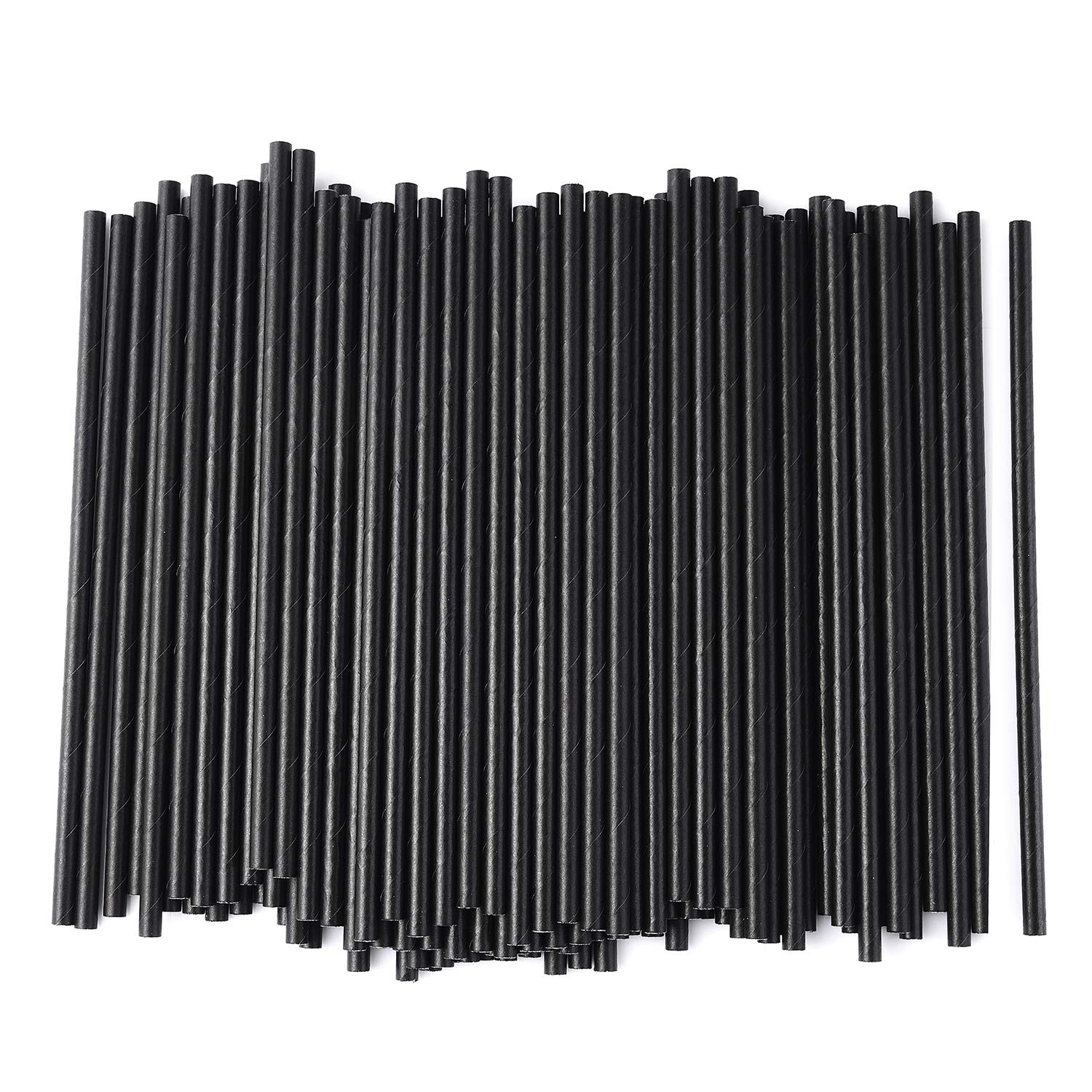 ALINK 100 Black Paper Straws, Biodegradable 100 Count (Pack of 1),