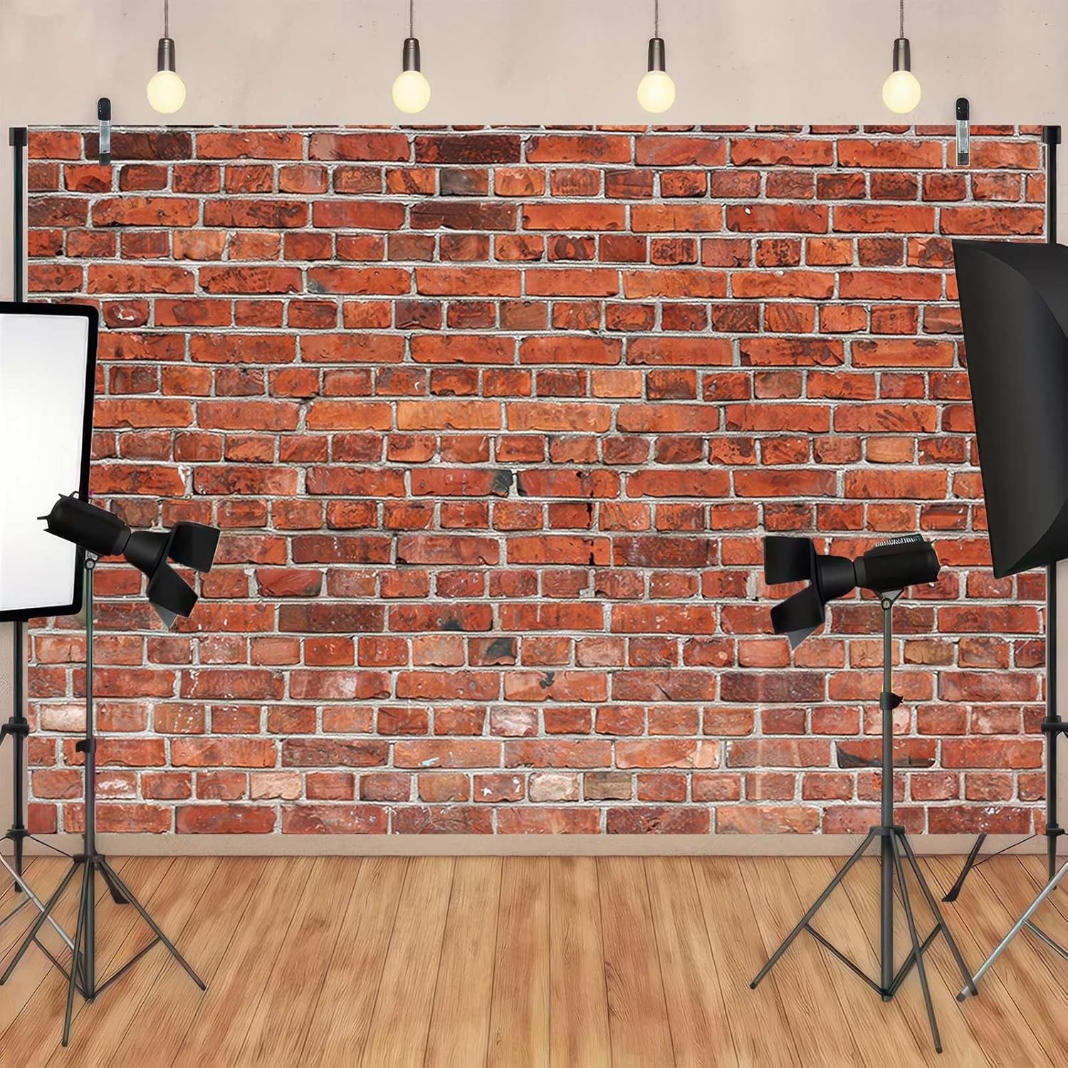 Red Retro Brick Wall Photo Backdrop Polyester Brick Photography Background