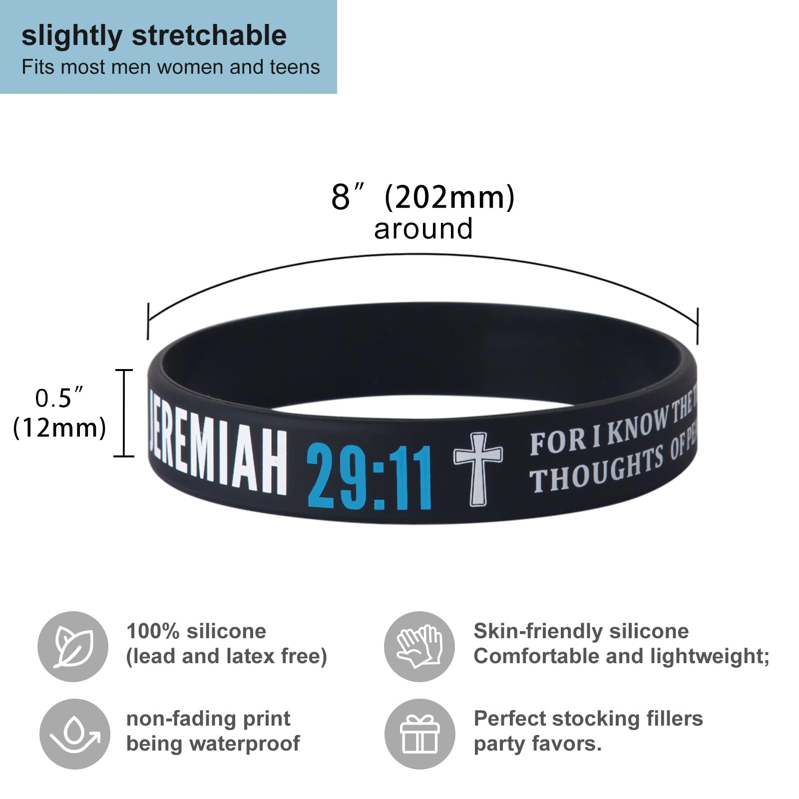 (96-Pack Christian Bible Verses Silicone Bracelets – Bulk Scripture Silicone …