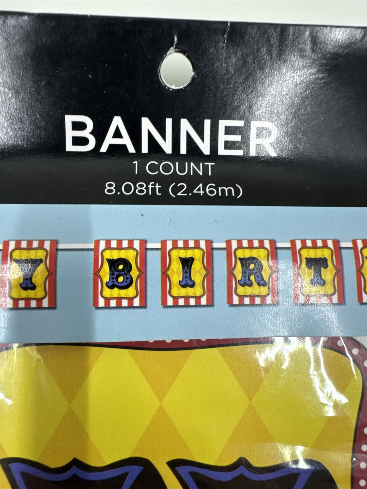 Circus Carnival Carousel Happy Birthday Banner 8ft L Red White Stripe