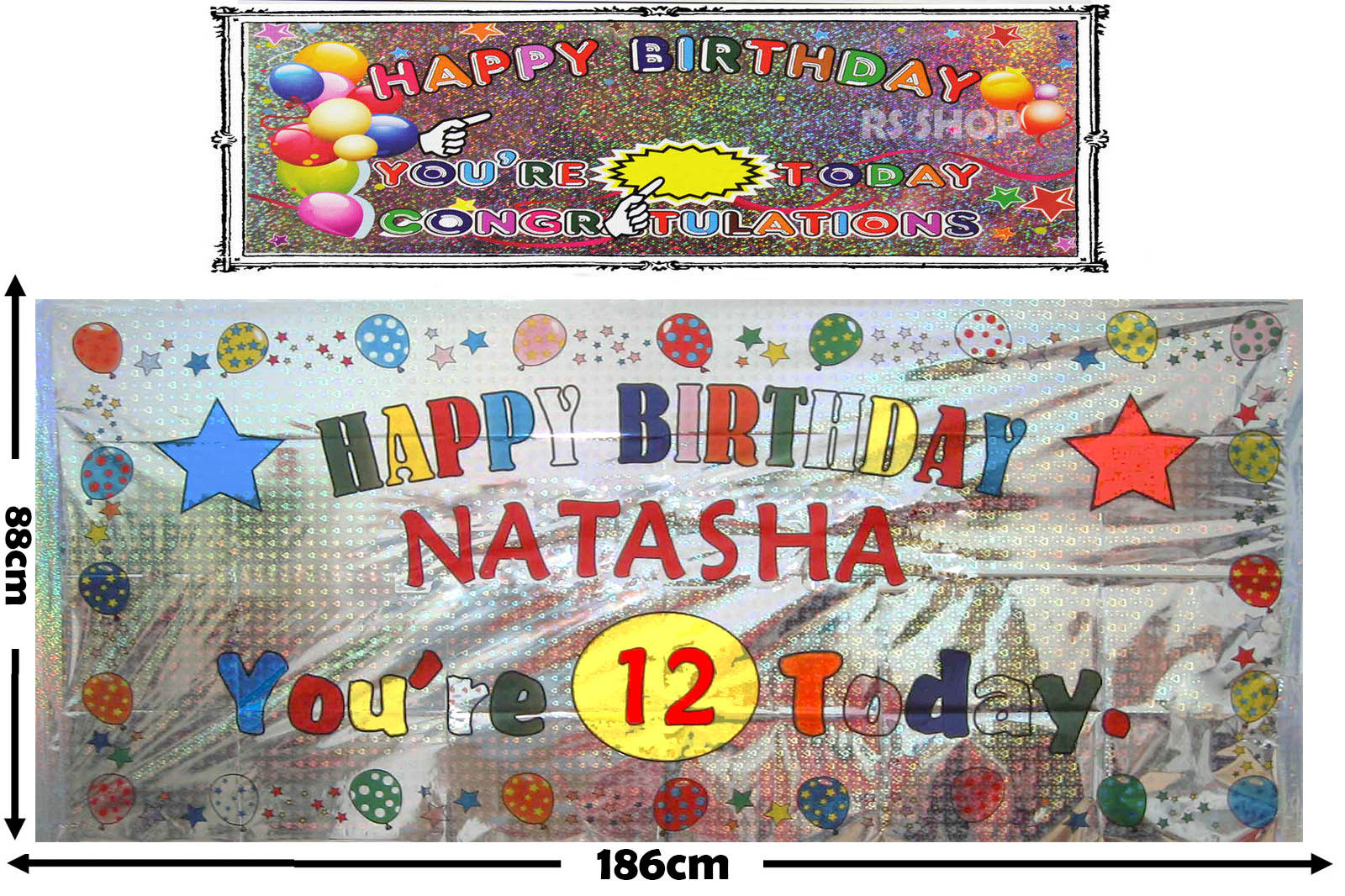Happy Birthday Personalised Banner Name and Age Unisex Boy Girl Adult