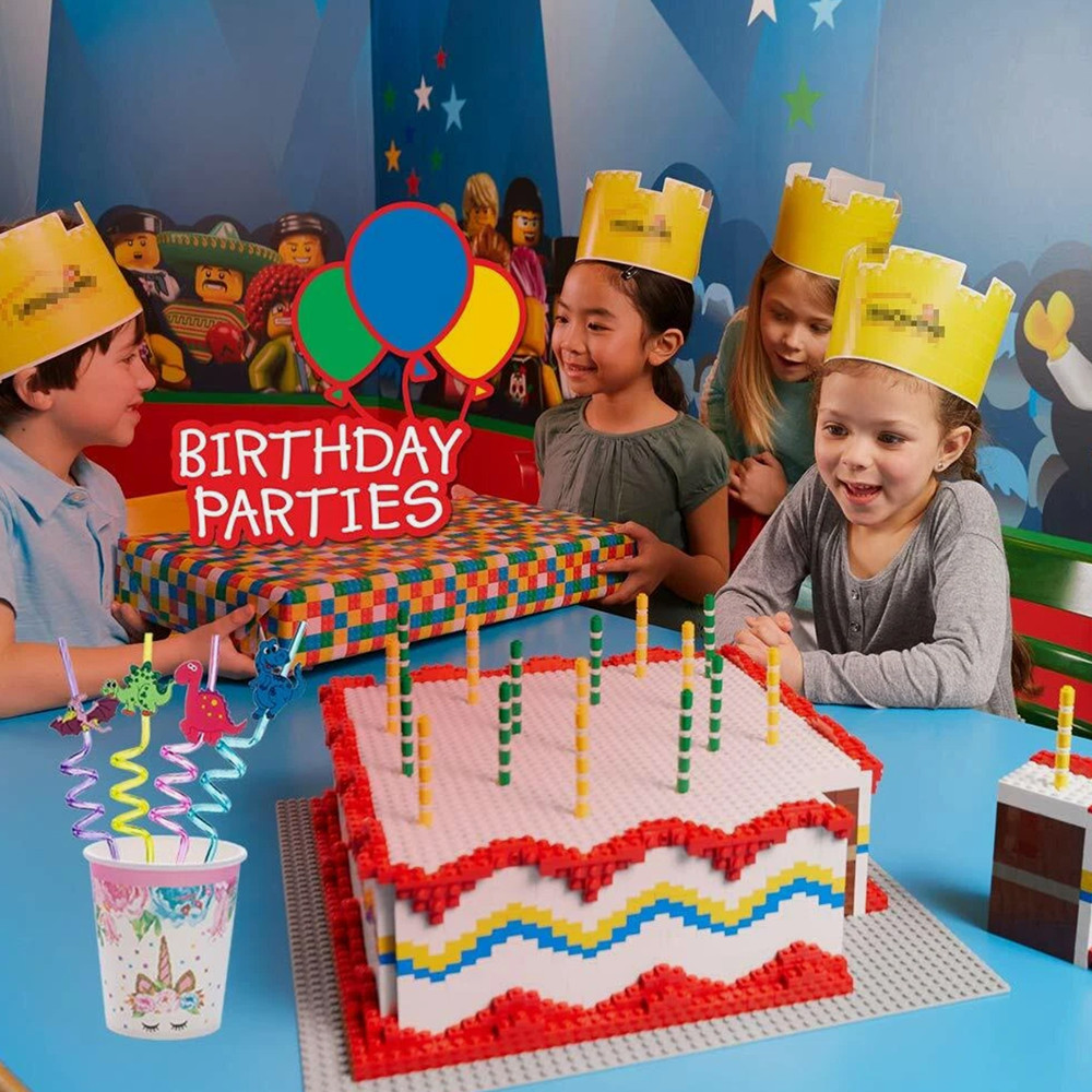 24 Straws +6 Tattoos Reusable Dinosaur Straws–Dinosaur Birthday Party Supplies