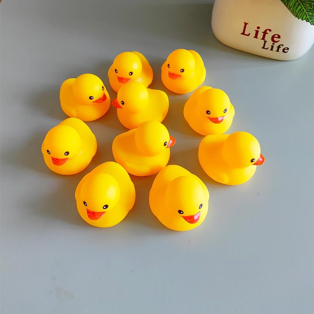 10Pcs Mold Free Yellow Rubber Ducks Waterproof Bath Duck Toys for Toddlers Boys