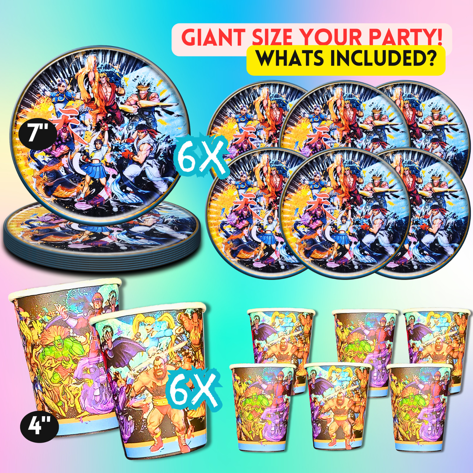 STREET FIGHTER balloon Cupcake Topper Party Decoration Supplies birthday banner