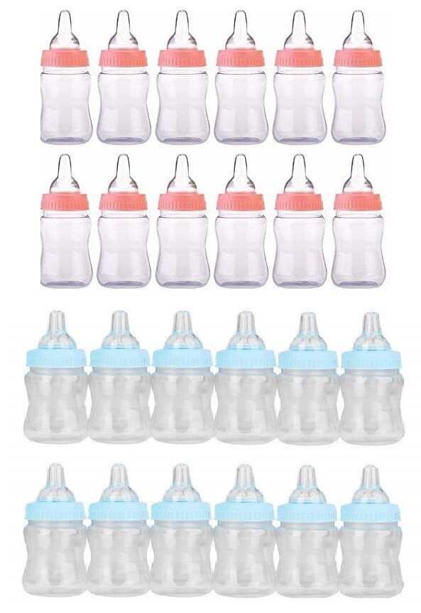 24 Fillable Bottles for Baby Shower Favors Blue Pink Party Decorations Girl Boy